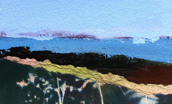 Bracken Coast - mixed media on card